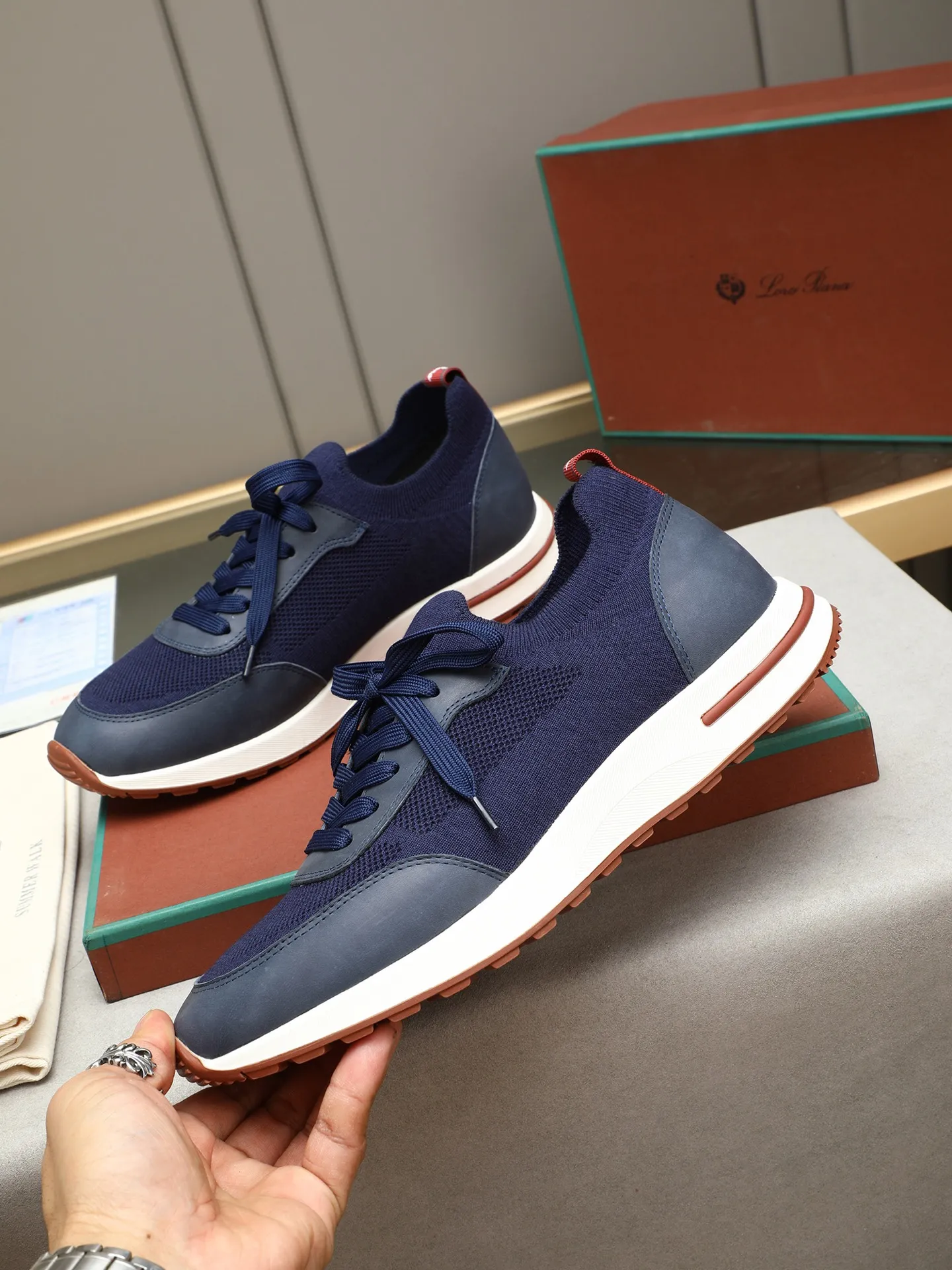 Men's shoes 💰420 LP new product on sale Loro Piana knitted sneakers | Made of Wish wool blended fabric | The upper is made of unique knitted fabrics